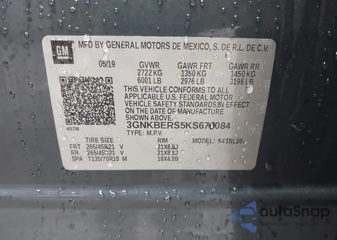 2019 Chevrolet Blazer Rs z USA, uszkodzony, nr VIN 3GNKBERS5KS670084